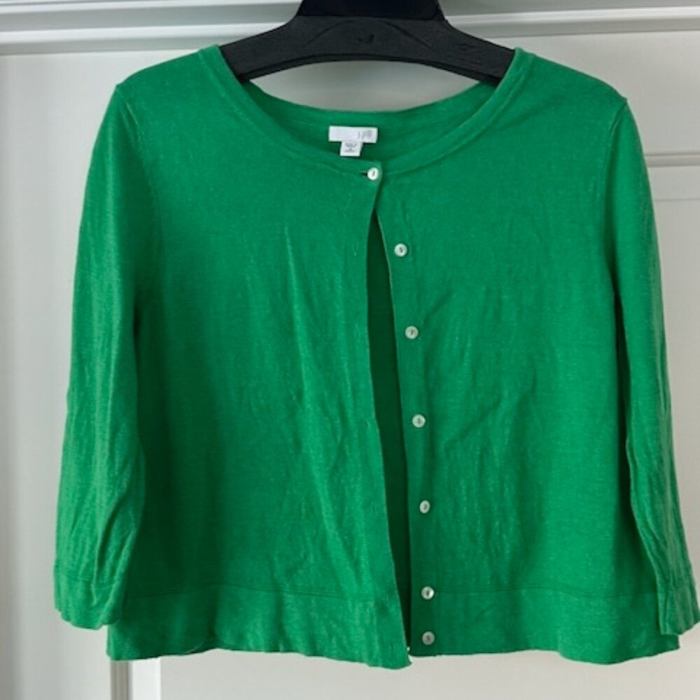 J Jill Short Kelly Green Cardigan